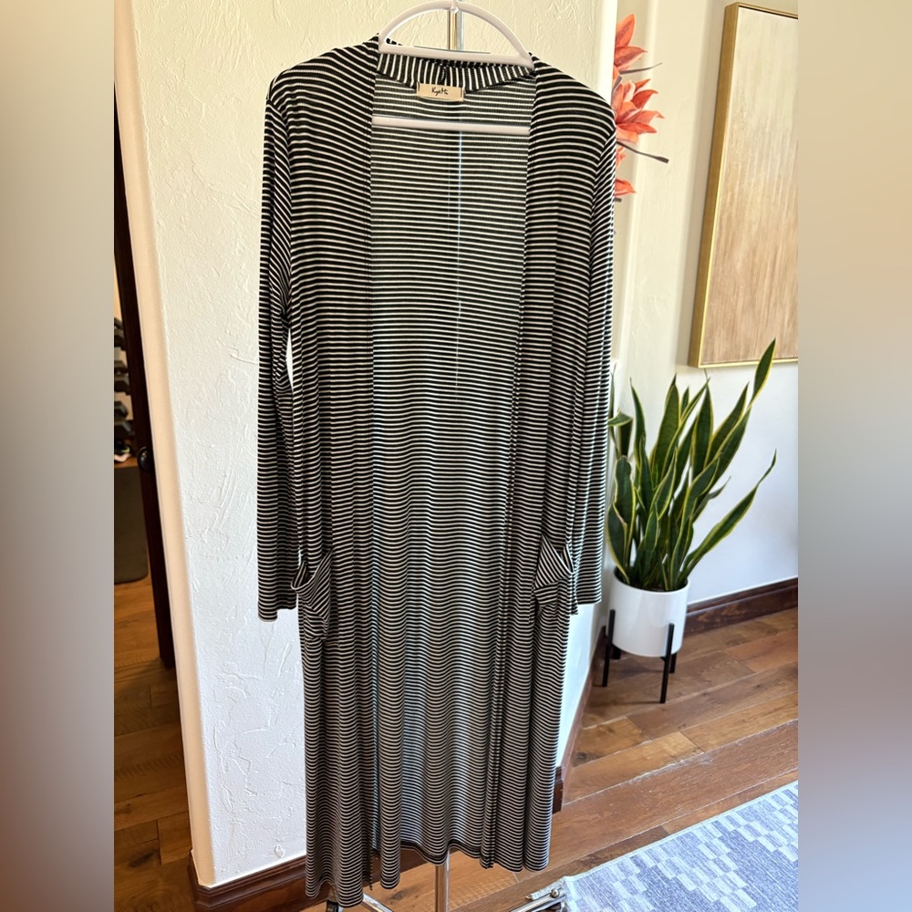Black and white striped cardigan